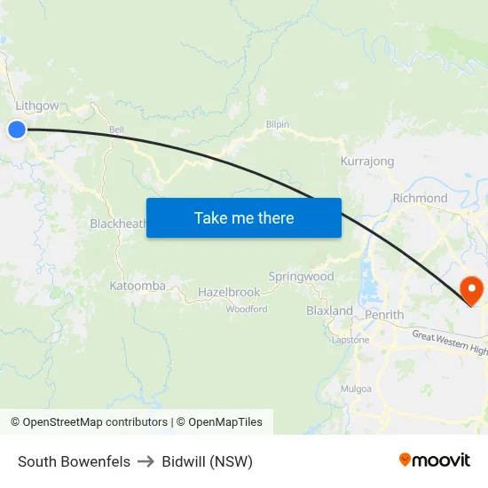 South Bowenfels to Bidwill (NSW) map