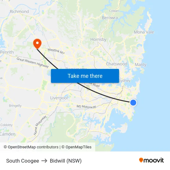 South Coogee to Bidwill (NSW) map