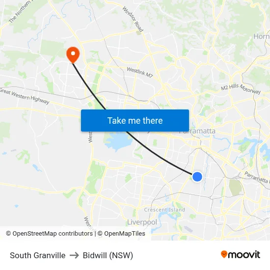 South Granville to Bidwill (NSW) map