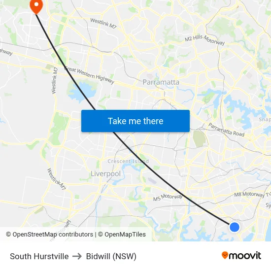 South Hurstville to Bidwill (NSW) map