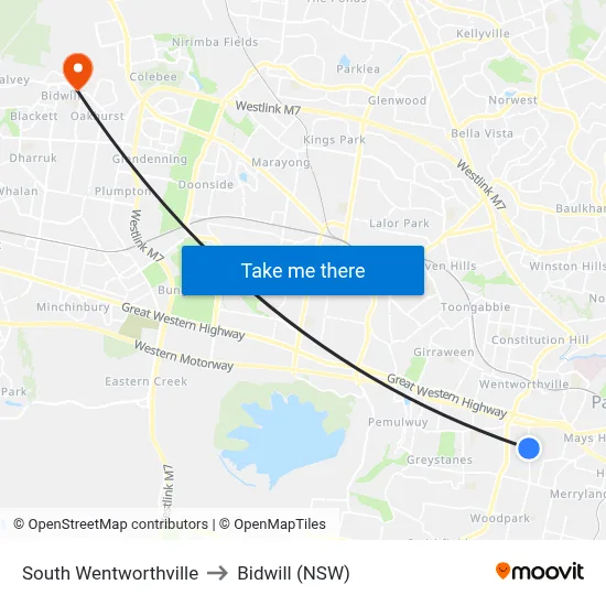 South Wentworthville to Bidwill (NSW) map