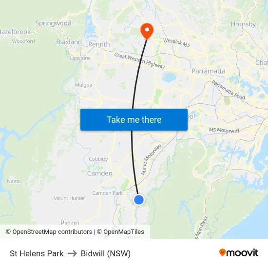 St Helens Park to Bidwill (NSW) map