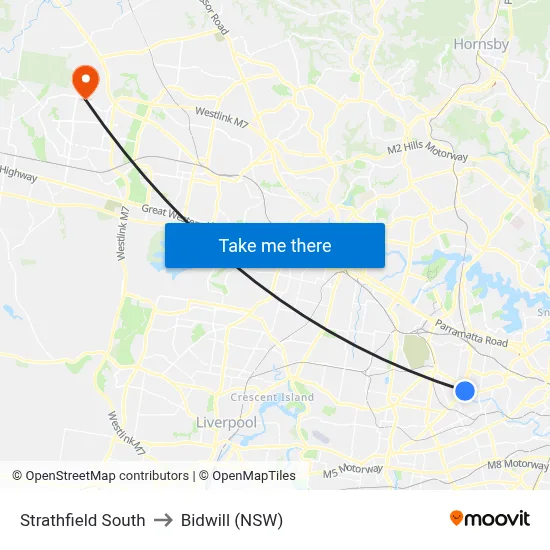 Strathfield South to Bidwill (NSW) map