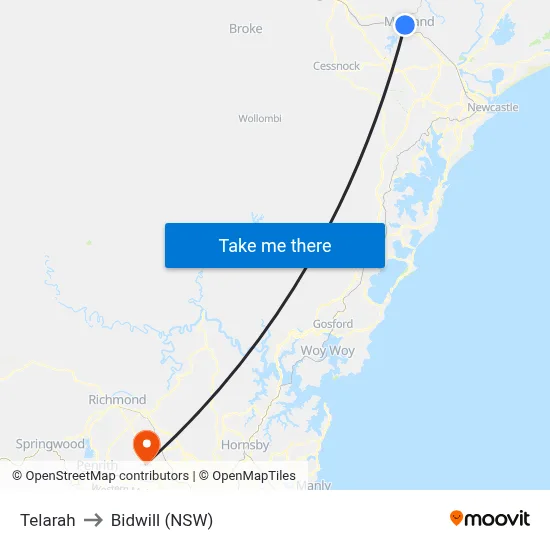 Telarah to Bidwill (NSW) map
