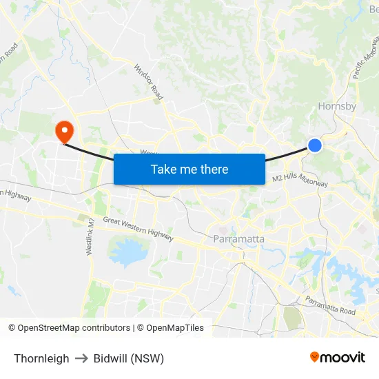 Thornleigh to Bidwill (NSW) map