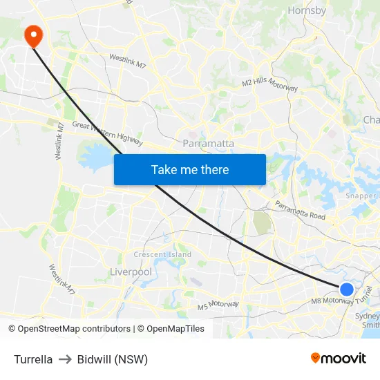 Turrella to Bidwill (NSW) map