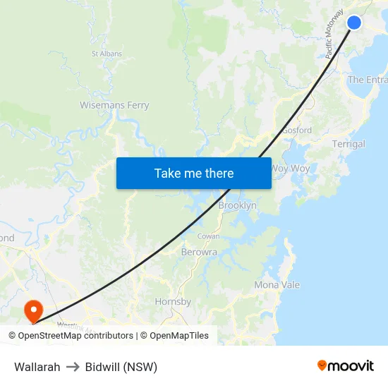 Wallarah to Bidwill (NSW) map