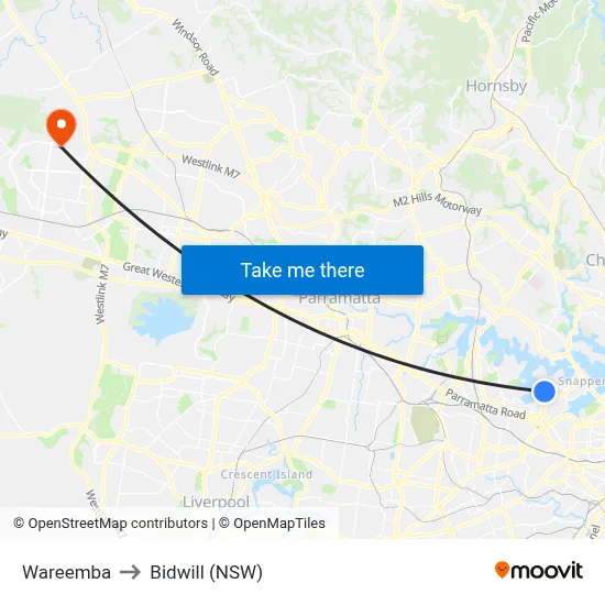 Wareemba to Bidwill (NSW) map