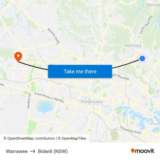 Warrawee to Bidwill (NSW) map