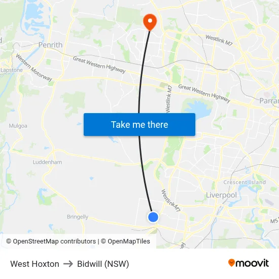 West Hoxton to Bidwill (NSW) map