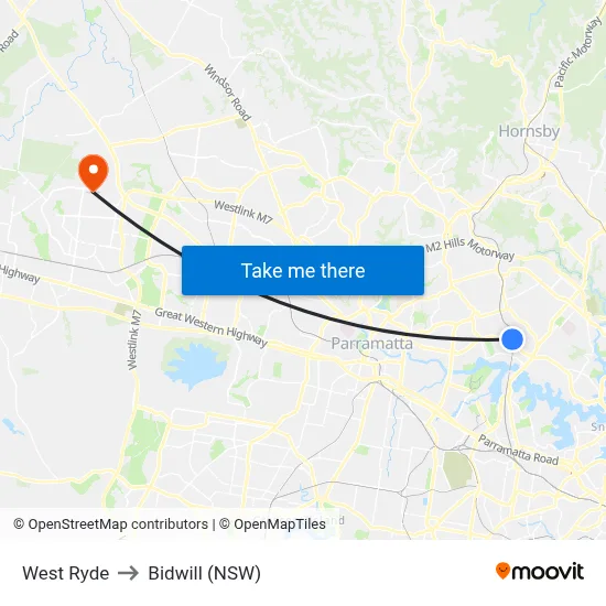 West Ryde to Bidwill (NSW) map