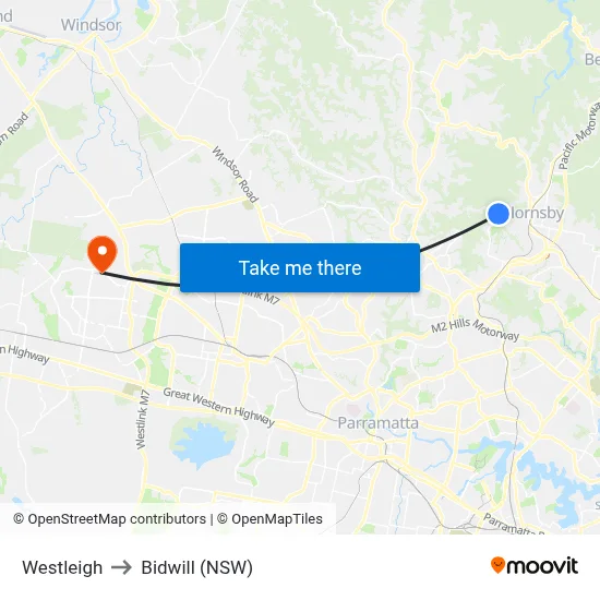 Westleigh to Bidwill (NSW) map