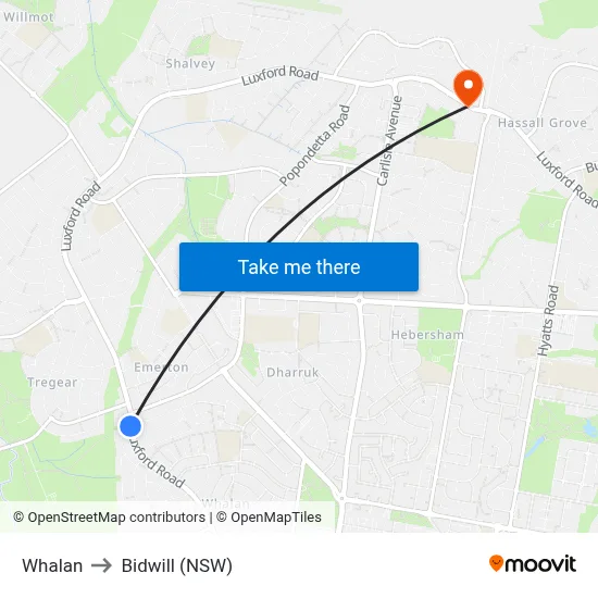 Whalan to Bidwill (NSW) map