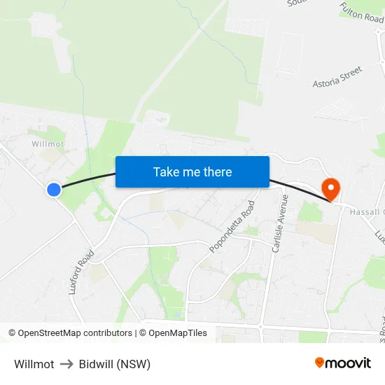 Willmot to Bidwill (NSW) map