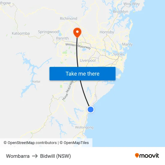Wombarra to Bidwill (NSW) map