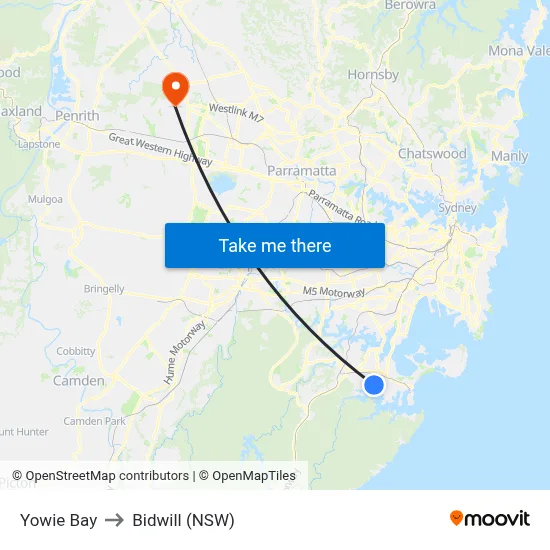 Yowie Bay to Bidwill (NSW) map