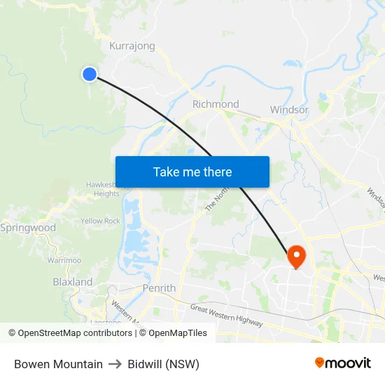 Bowen Mountain to Bidwill (NSW) map