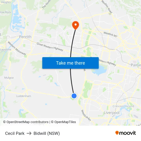 Cecil Park to Bidwill (NSW) map