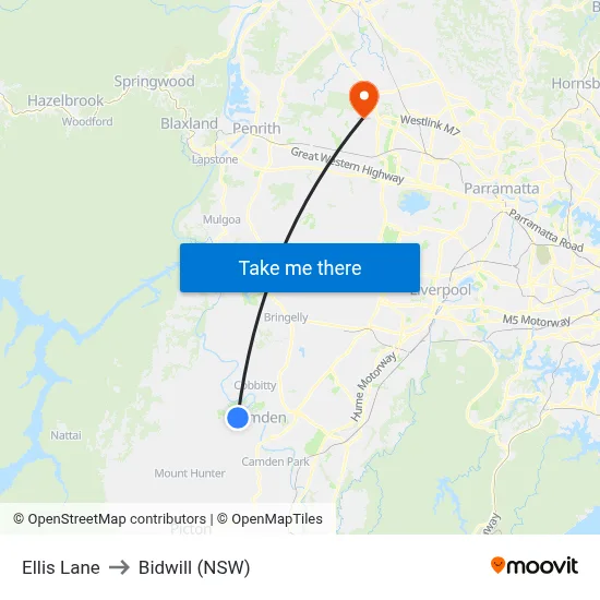Ellis Lane to Bidwill (NSW) map