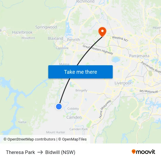 Theresa Park to Bidwill (NSW) map