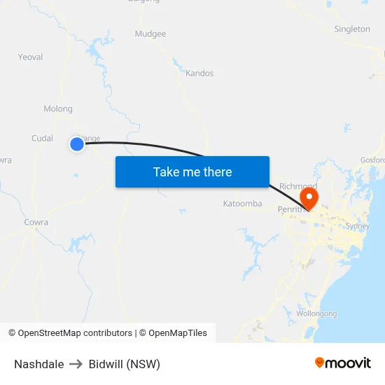 Nashdale to Bidwill (NSW) map
