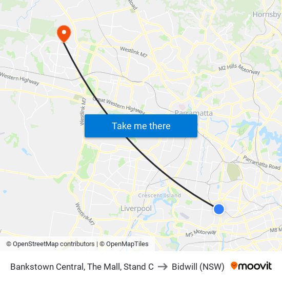 Bankstown Central, The Mall, Stand C to Bidwill (NSW) map