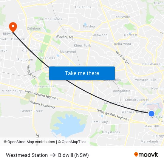 Westmead Station to Bidwill (NSW) map