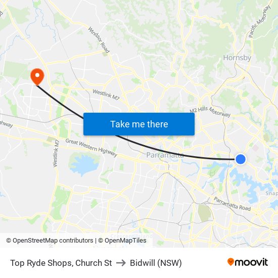 Top Ryde Shops, Church St to Bidwill (NSW) map