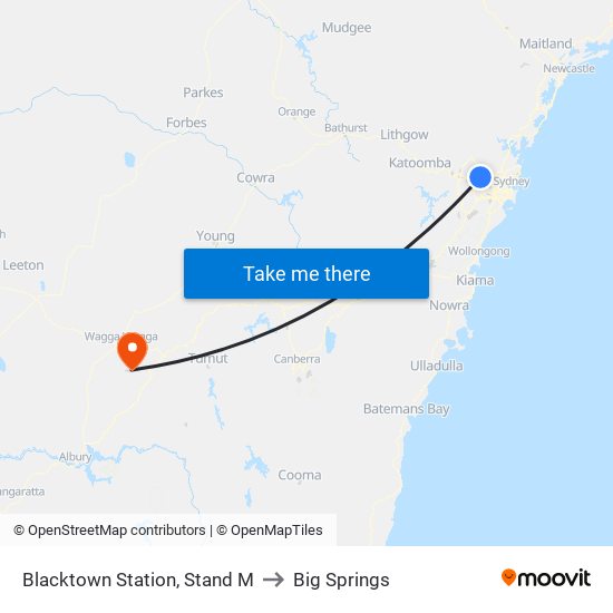 Blacktown Station, Stand M to Big Springs map