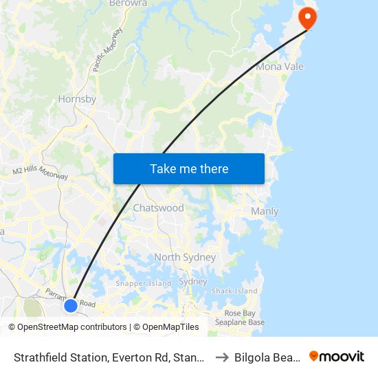 Strathfield Station, Everton Rd, Stand B to Bilgola Beach map