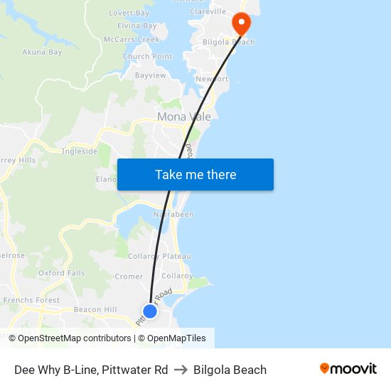 Dee Why B-Line, Pittwater Rd to Bilgola Beach map