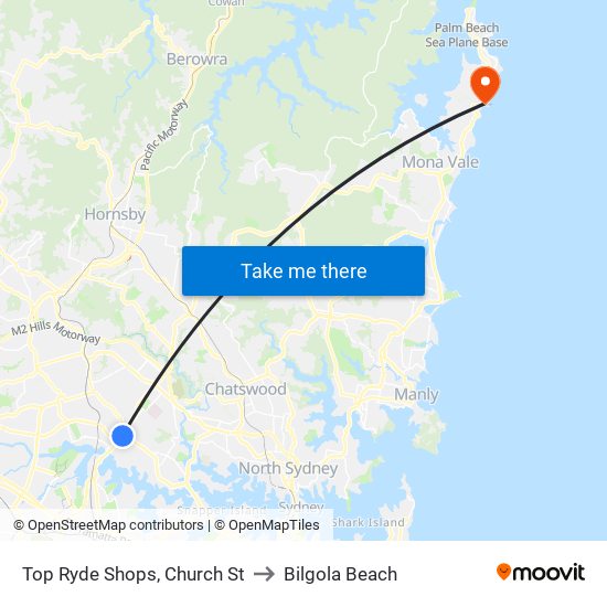 Top Ryde Shops, Church St to Bilgola Beach map