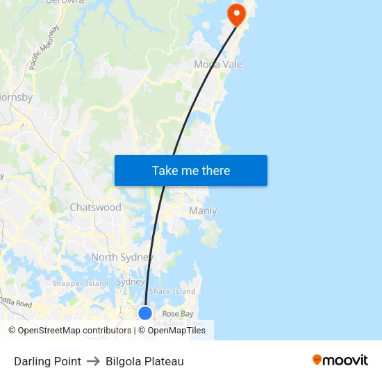 Darling Point to Bilgola Plateau map