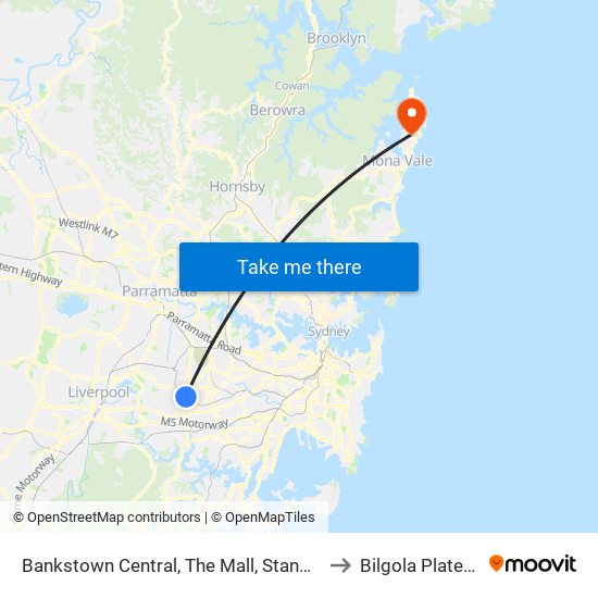 Bankstown Central, The Mall, Stand C to Bilgola Plateau map