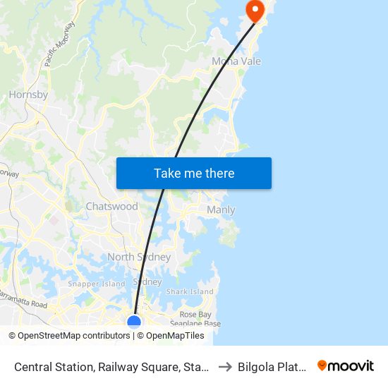 Central Station, Railway Square, Stand M to Bilgola Plateau map