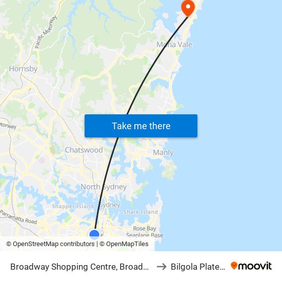 Broadway Shopping Centre, Broadway to Bilgola Plateau map