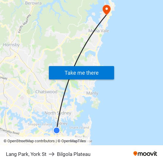 Lang Park, York St to Bilgola Plateau map