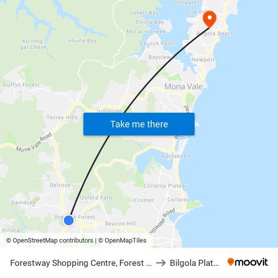 Forestway Shopping Centre, Forest Way to Bilgola Plateau map