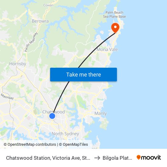 Chatswood Station, Victoria Ave, Stand E to Bilgola Plateau map