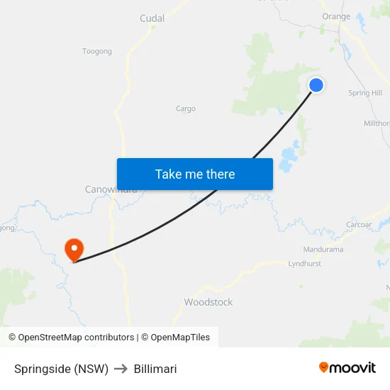 Springside (NSW) to Billimari map