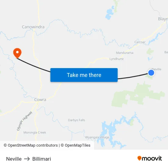Neville to Billimari map