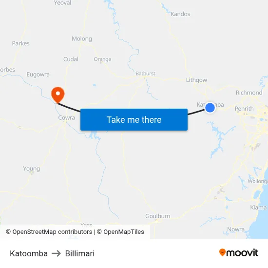 Katoomba to Billimari map