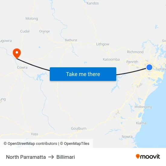 North Parramatta to Billimari map