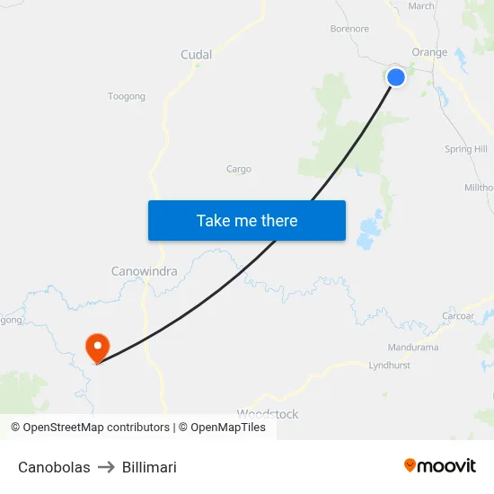 Canobolas to Billimari map