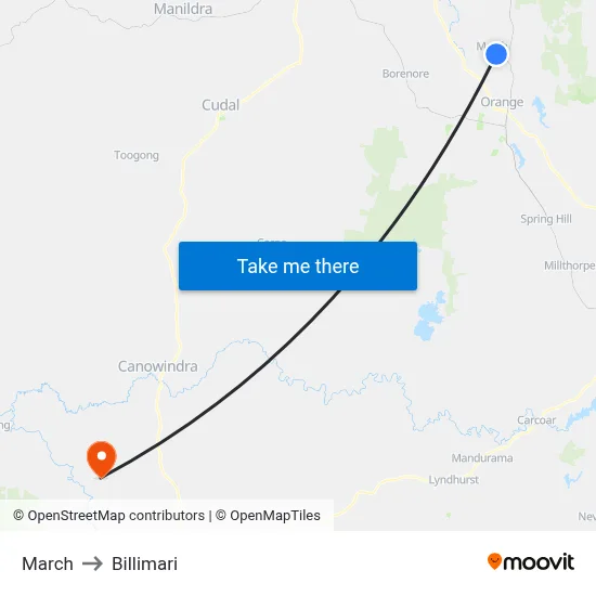 March to Billimari map