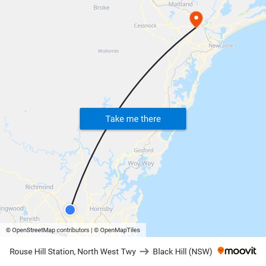 Rouse Hill Station, North West Twy to Black Hill (NSW) map