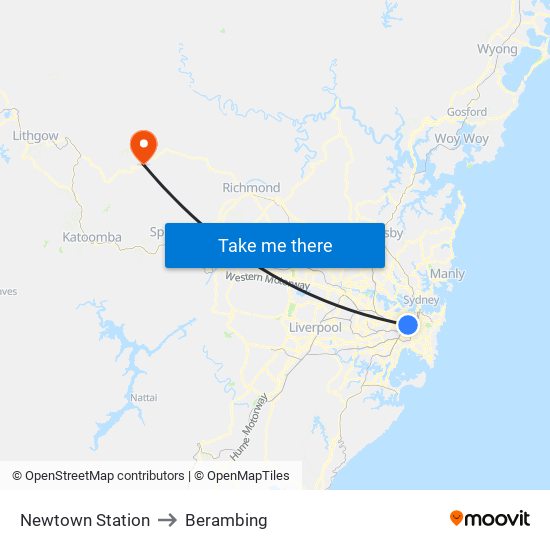 Newtown Station to Berambing map