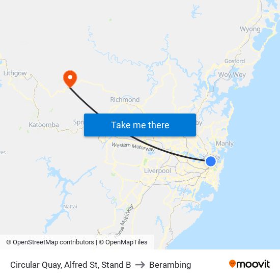 Circular Quay, Alfred St, Stand B to Berambing map