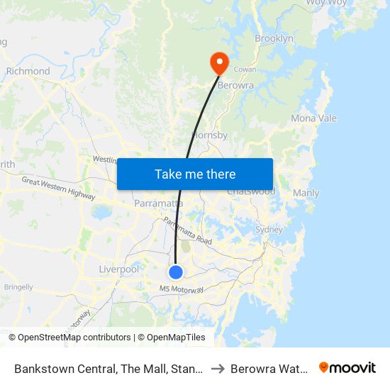 Bankstown Central, The Mall, Stand C to Berowra Waters map