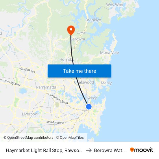 Haymarket Light Rail Stop, Rawson Pl to Berowra Waters map